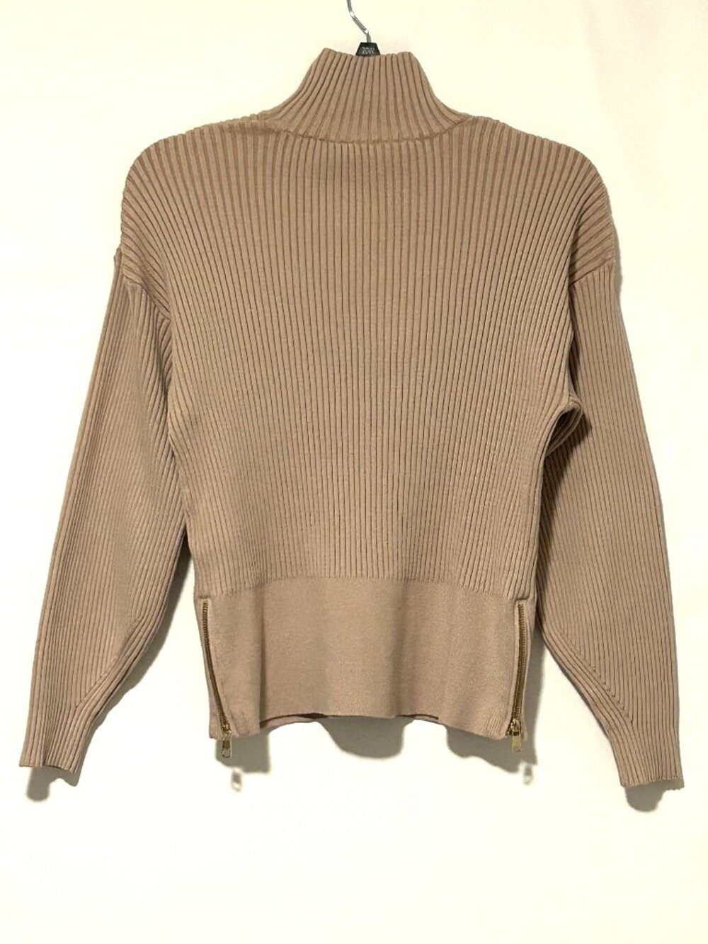 Varley Mayfair tan mock neck knit ribbed sweater, size S - Picture 3 of 7